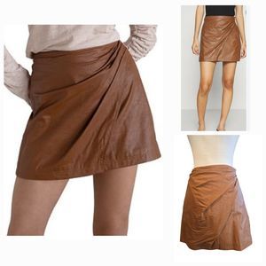 Free People Fake Out Faux Wrap Mini Skirt Walnut Color Size 4 Casual Preppy Chic